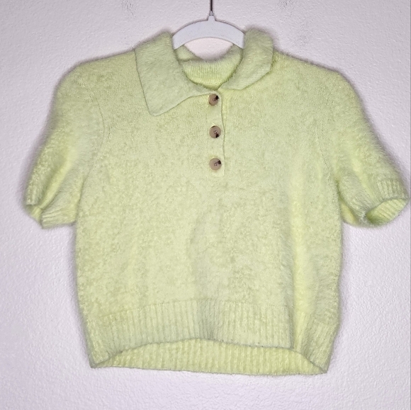 Anthropologie Maeve Eyelash Cropped Polo Sweater XS - Picture 3 of 7